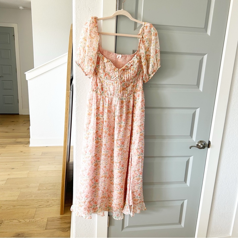 New Anthropologie ASTR The Label Lunaria Pleated Floral Midi Dress - Picture 7 of 9